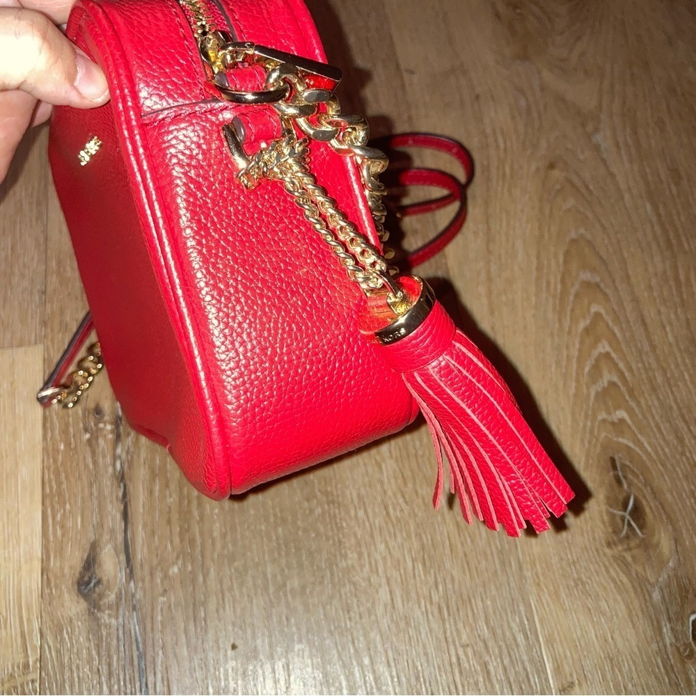 Michael Kors Crossbody Bag Leather  Red with Gold Chain - Picture 6 of 9